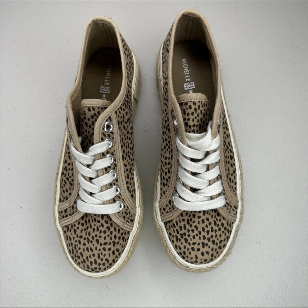 Michelle McDowell Cruz Tan Black Spotted Espadrille Canvas Sneaker Women's 6